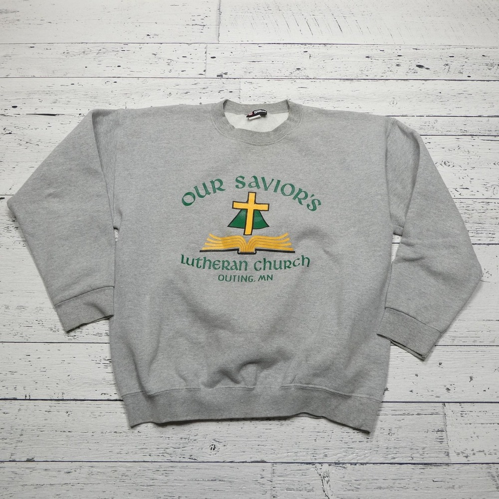 Wilson Sweatshirt Mens Large Our Saviors Lutheran Church Outing MN‎ Crewneck